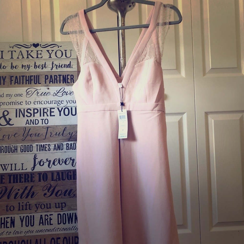 BCBGeneration blush Pink Lace Trim Mini Dress